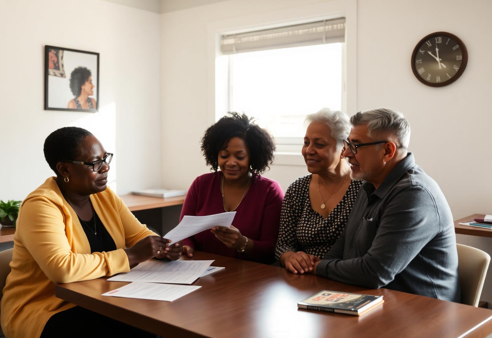 A HUD-approved housing counselor sitting with an Altadena couple
