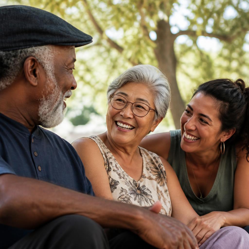 Multigenerational Altadena neighbors talking together